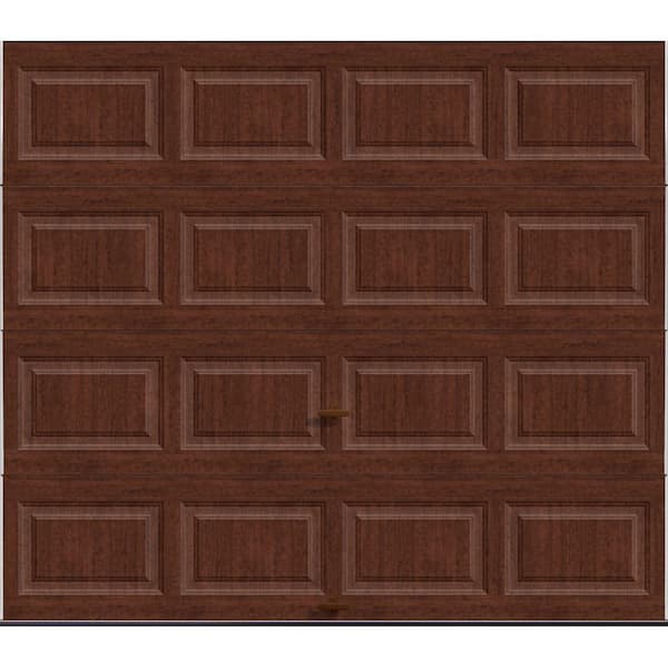 Clopay Classic Steel Short Panel 8 ft x 7 ft Insulated 18.4 R-Value Wood Look Cherry Garage Door without Windows