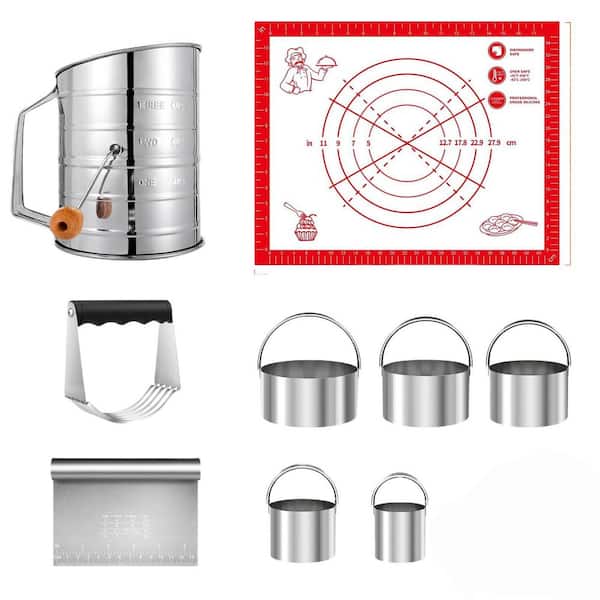 9-Piece Stainless Steel Baking Tool Set Pastry Blender Set for Making Cakes Cookies Donuts and Pancakes