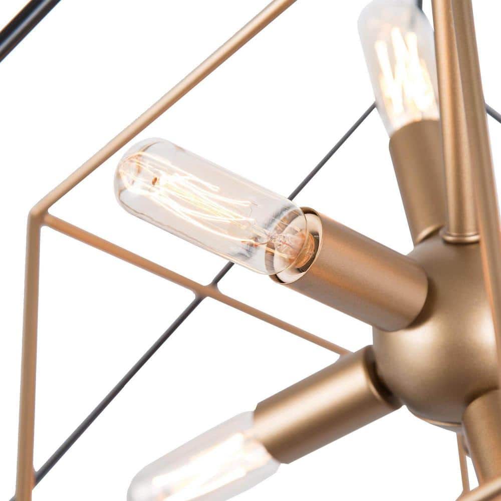 Abtercetor Matte Black Wrought Iron Cage LED Chandelier