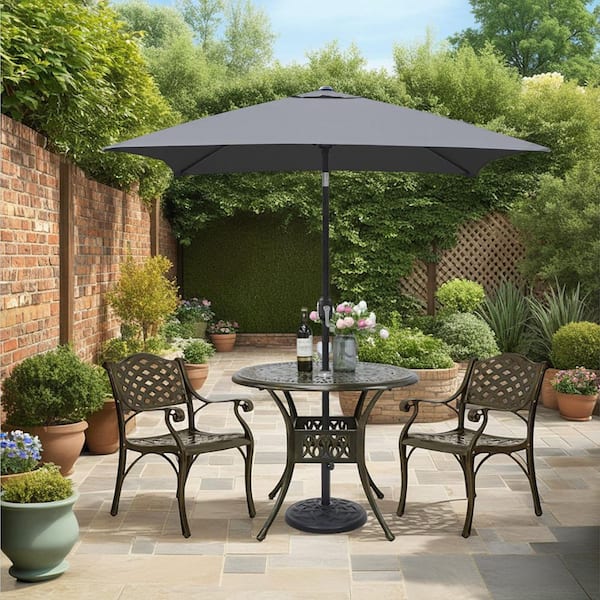 Maypex 6.5 ft. Steel Crank and Tilt Square Market Patio Umbrella in Dark Gray