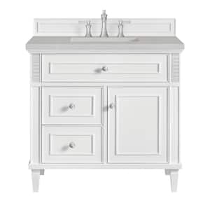 Lorelai 36.0 in. W x 23.5 in. D x 34.06 in. H Single Sink Bathroom Vanity in Bright White w/ Eternal Serena  Quartz Top