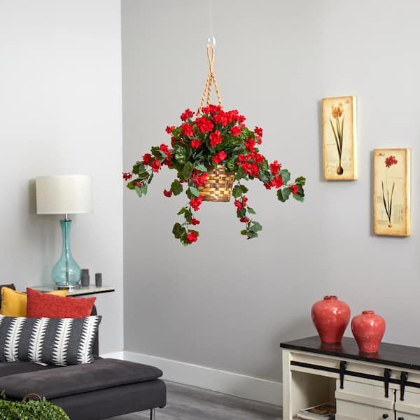 Artificial Geranium Hanging Basket