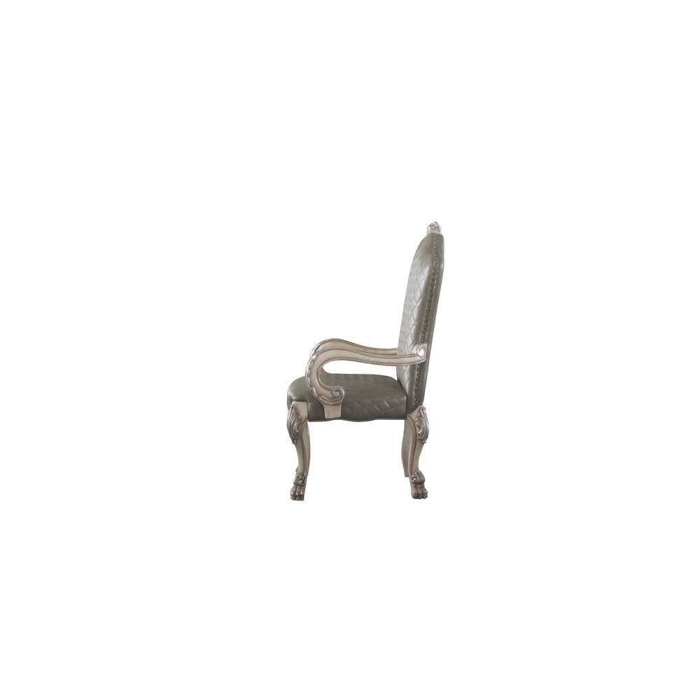 Dresden Vintage Bone White Floral Leather Accent Chair