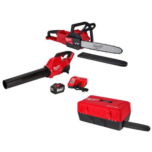 Milwaukee M18 FUEL 16 in. 18V Lithium-Ion Brushless Battery Chainsaw Kit with M18 FUEL Blower, Chainsaw Carrying Case