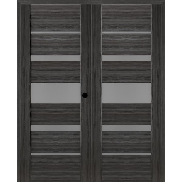 Belldinni Kina 72 in. x 96 in. Left Hand Active 5-Lite Gray Oak Wood Composite Double Prehung Interior Door
