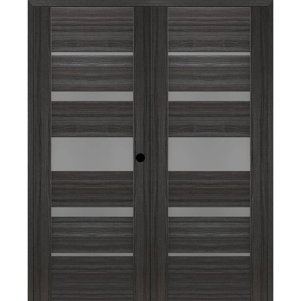 Kina 60 in. x 80 in. Left Hand Active 5-Lite Gray Oak Wood Composite Double Prehung Interior Door price history on PriceWatchPro