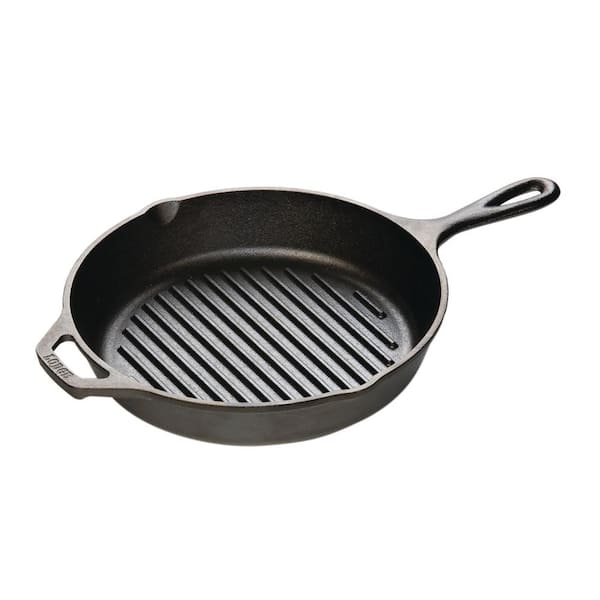 Lodge 10.25 in. Cast Iron Grill Pan in Black