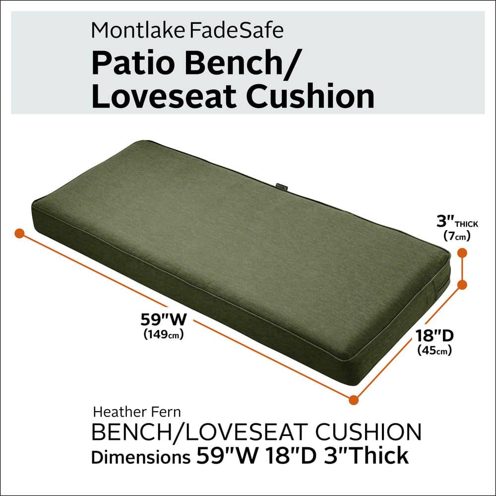 Montlake Water-Resistant Green Patio Bench Cushion