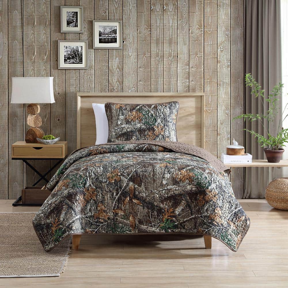 Realtree Camouflage Full / Queen, Polyester 3-Piece Bedding Quilt Set  QS15994FQGRT - The Home Depot