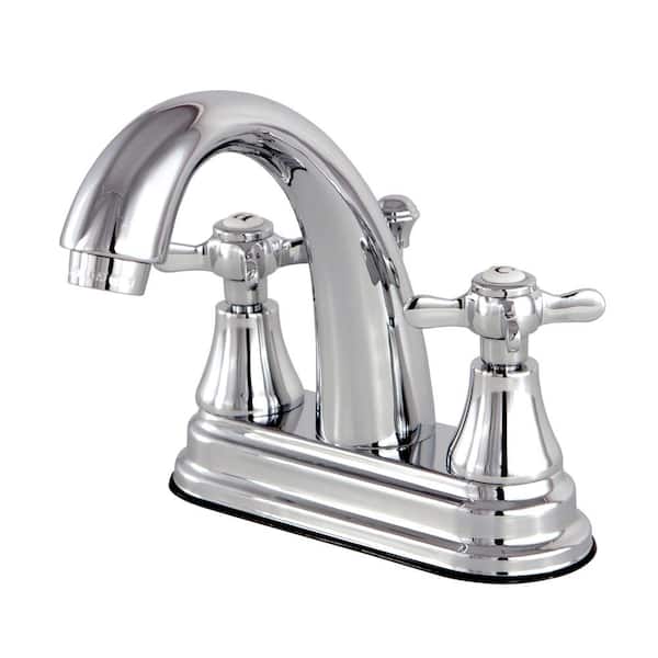 Kingston Brass English Cross 4 in. Centerset 2-Handle High-Arc Bathroom Faucet in Chrome