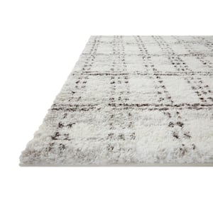 Bliss Micro Shag Cream/Grey 5 ft. 3 in. x 7 ft. 6 in. Modern Area Rug