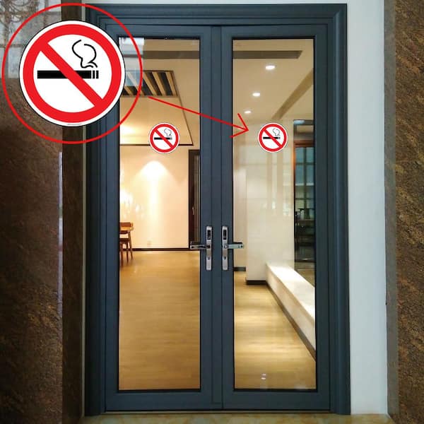4 X CLEAR NO SMOKING STICKERS VIEW BOTH SIDES ON GLASS SIGN STICKER 