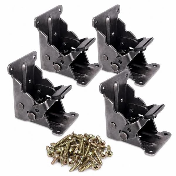 4 Pack Metal Locking Hinge for Folding Table Brackets, Heavy Duty Folding Brackets 90° Self Locking Folding Hinge