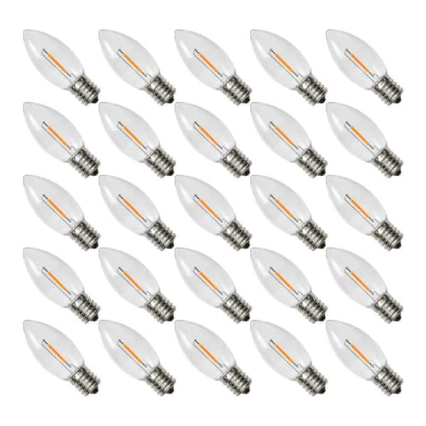 0.6-Watt Warm White 2200K C9 Candelabra Shatterproo LED Night Light Bulb, E17 Intermediate Base (25-Pack)