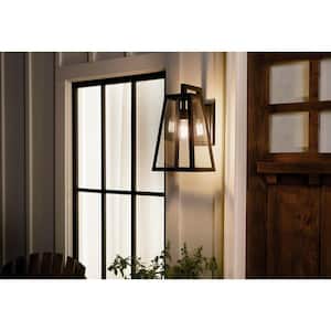 Delison 16.75 in. 1-Light Black Outdoor Hardwired Wall Lantern Sconce with No Bulbs Included (1-Pack)