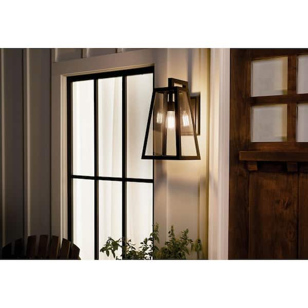 Delison 16.75 in. 1-Light Black Outdoor Hardwired Wall Lantern Sconce with No Bulbs Included (1-Pack)