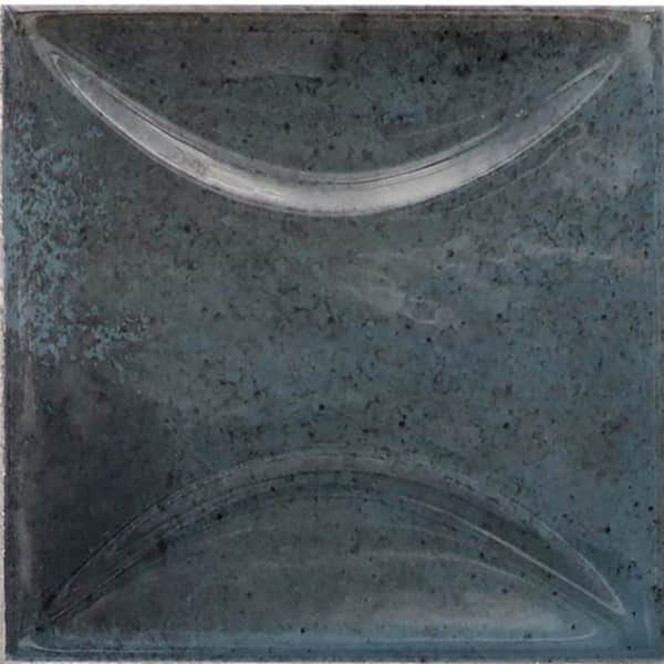 Apollo Tile Antiek Blue 3.94 in. x 3.94 in. Glossy Ceramic Square Deco Wall Tile Sample (0.11 Sq. ft./case) (1-pack)
