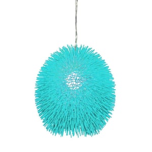 Urchin 1-Light Aqua Velvet Pendant