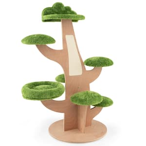 50 in Pine Shape Cat Tree for Indoor Cats with Sisal Scratching Board