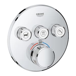 Grohtherm Smart Control Triple Function Thermostatic Trim with Control Module in Starlight Chrome