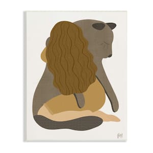 Female Hugging Sea Lion Animal Warm Earth Tones By Birch and Ink Unframed Print Abstract Wall Art 10 in. x 15 in.