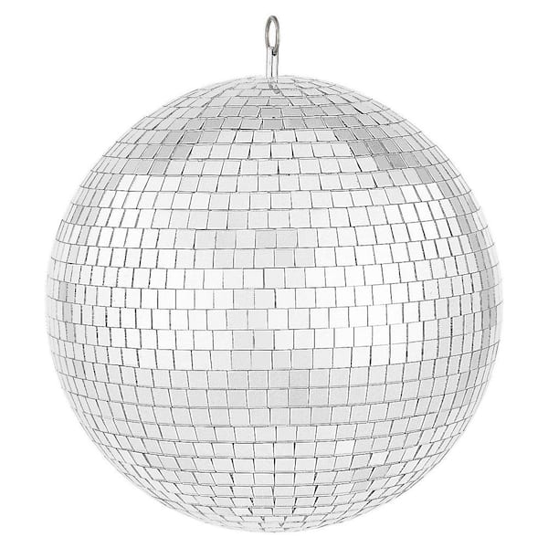 12 in. Silver Mirror Disco Ball with Hanging Ring for Party