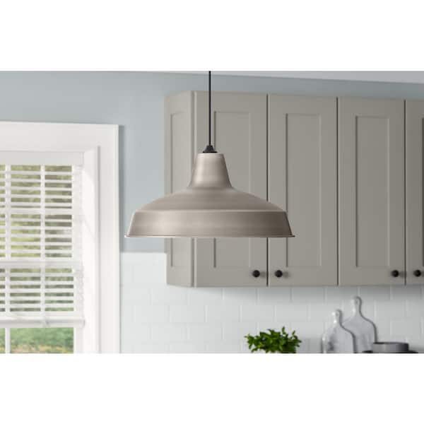 Hampton Bay 1-Light Graphite Warehouse Pendant with Metal