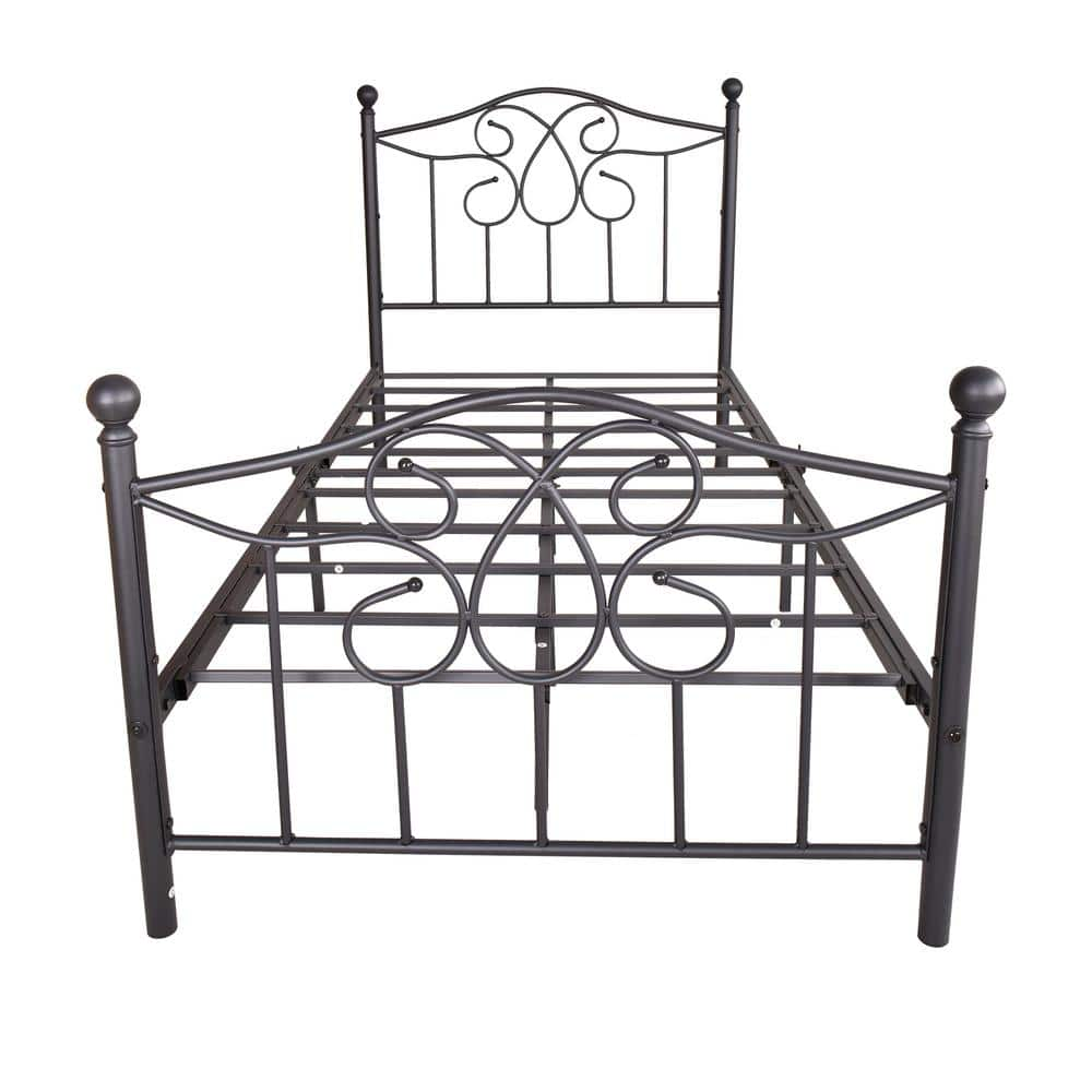 Black Twin Metal Platform Bed Frame With Headboard S-709090E - The Home ...