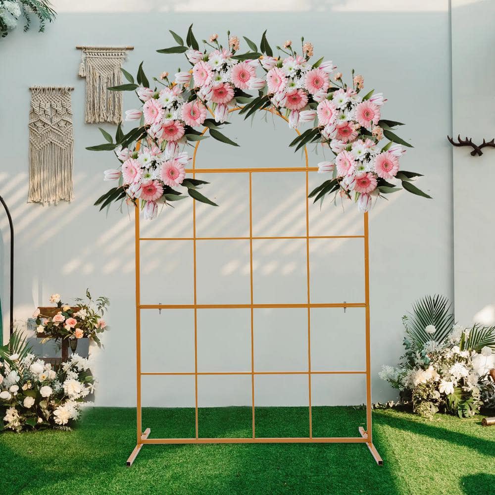 Gold Metal Arch Backdrop Stand for Parties and Weddings