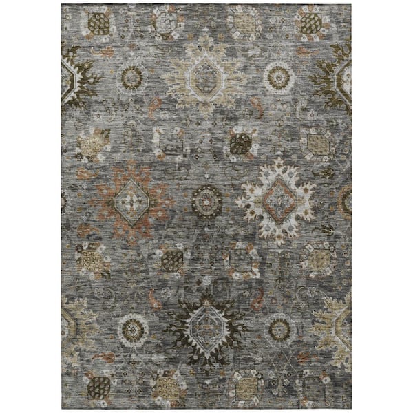 Chantille Machine Washable Indoor/Outdoor Abstract ACN1927 Pewter 3 ft. x 4 ft. Area Rug