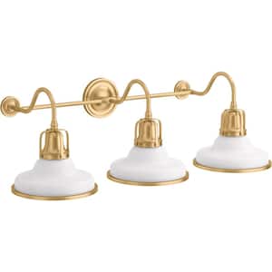 Hauksbee 3-Light White with Gold Trim Double Bell Sconce