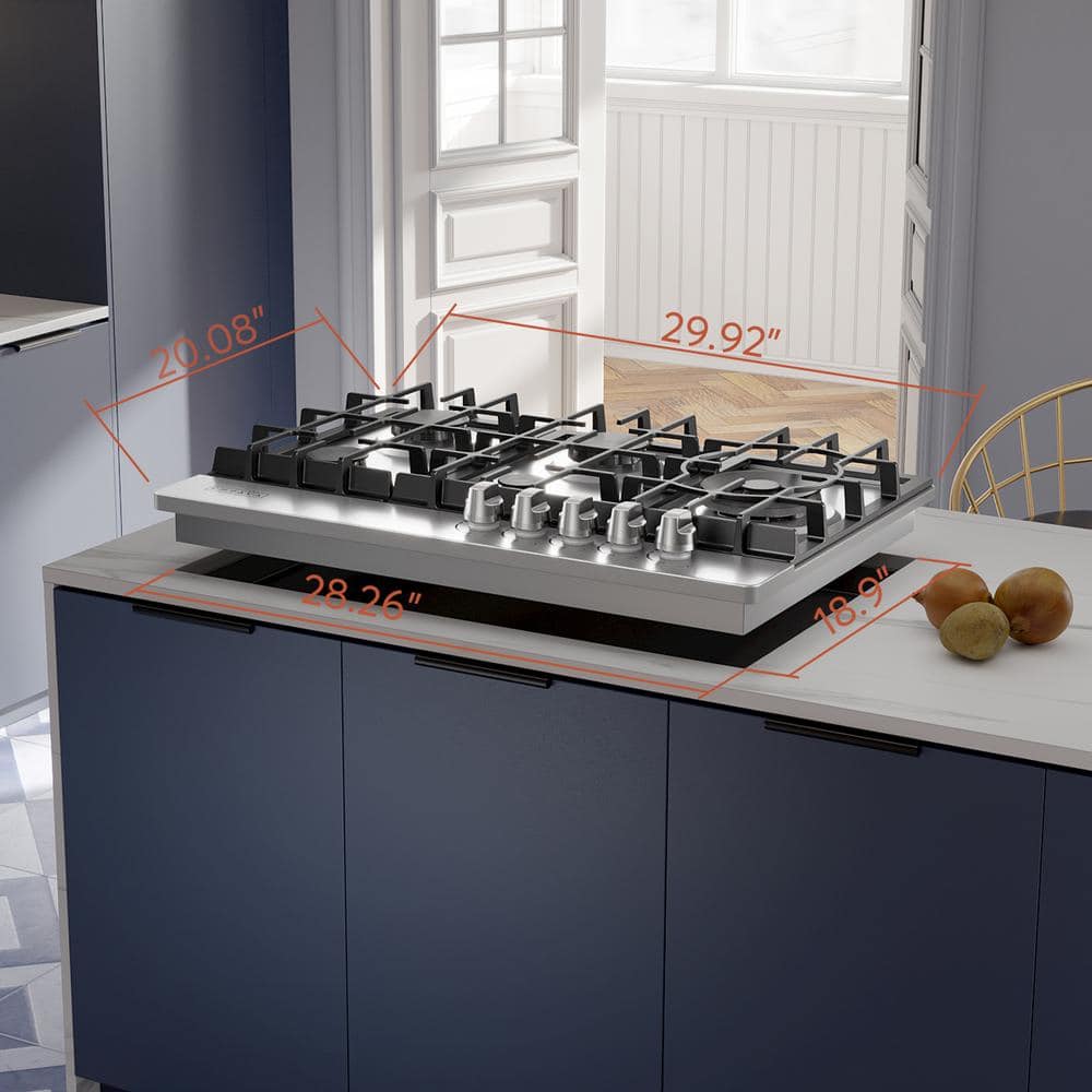 Empava 30" Stainless Steel 5 Burner Propane Cooktop