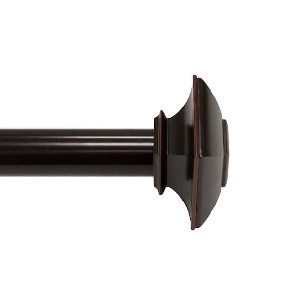 Lumi Home Furnishings 36 in.-72 in. Adjustable Single Curtain Rod 1 in. Dia. in Oil Rubbed Bronze with Square Finials
