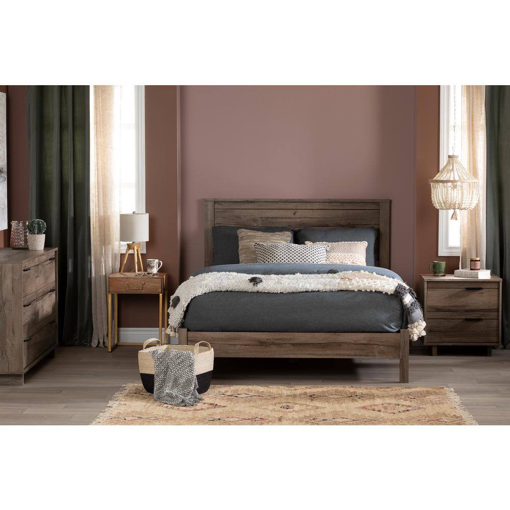 Fynn Full Winter Oak Wood Panel Headboard with Storage