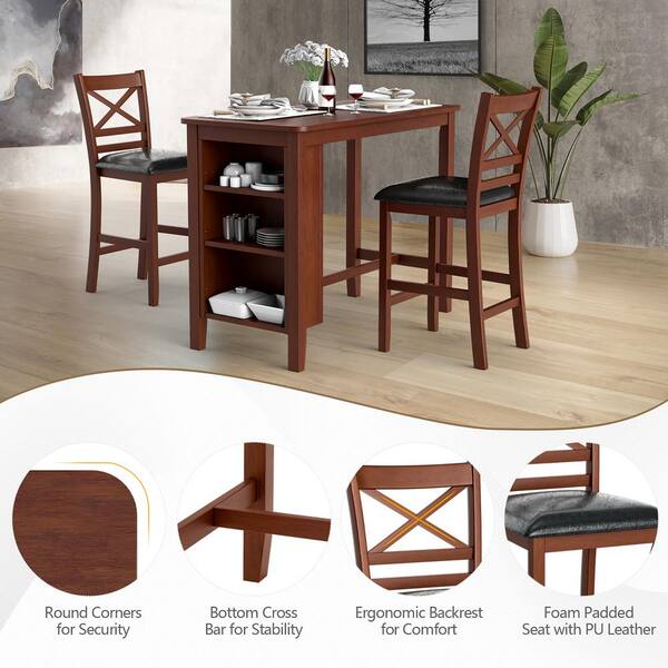 5 piece wooden pub 2024 set with padded seats