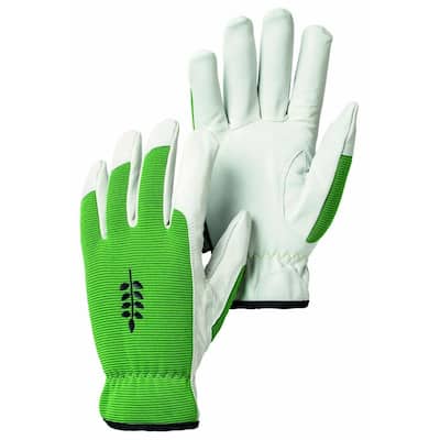 Kobolt Garden Size 9 Medium/Large Versatile and Flexible Goatskin Leather Gloves in Green/White