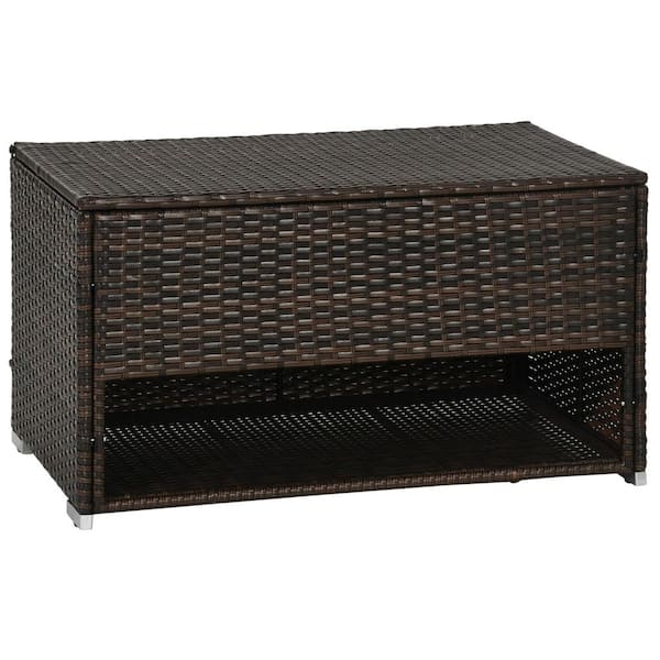 COOLSHARK Outdoor Storage Box, 80 Gal. Wicker Patio Deck Boxes with Lid, Cushion Storage for Kids Toys, Pillows, Towel