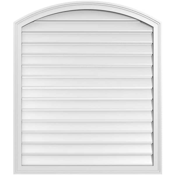 Ekena Millwork 36 in. x 40 in. Arch Top Surface Mount PVC Gable Vent: Decorative with Brickmould Frame