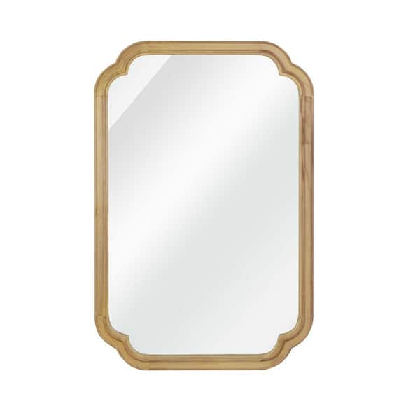 Brook Natural 20 in. W x 30 in. H Decorative Rounded Corner Wood Framed Wall Mirror
