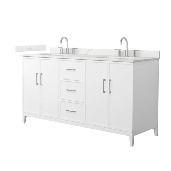 Wyndham Collection Elan 66 in. W x 22 in. D x 35 in. H Double Bath Vanity in White with Giotto Quartz Top