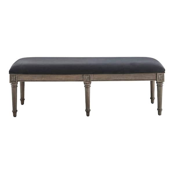 Benjara Gray 56.25 in. Backless Bedroom Bench with 6 Legges Support