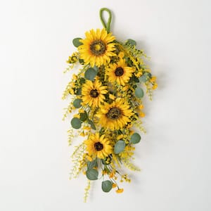 30 in. Artificial Sunflower, Eucalyptus Swag