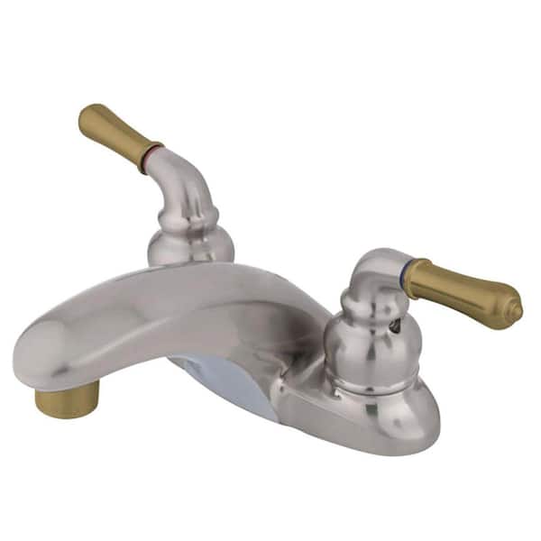 Kingston Brass Magellan 4 in. Centerset 2-Handle Bathroom Faucet in Brushed Nickel/Polished Brass