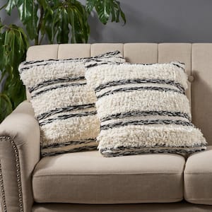 Aldine Black and White Striped Cotton 18 in. x 18 in. Throw Pillow (Set of 2)