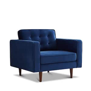 Harriet Blue Mid-Century Tufted Pillow Back Velvet Upholstered Arm Chair