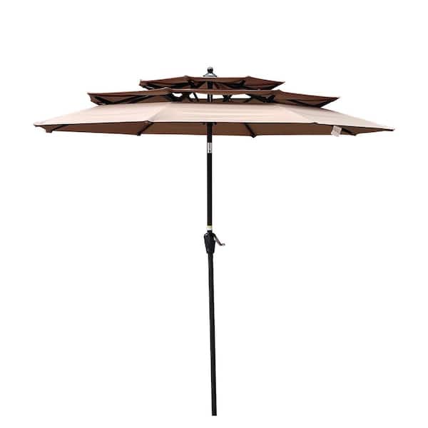 Boosicavelly 9 ft. x 9 ft. Outdoor Patio Mushroom 3-Tiers Umbrella with Crank and Tilt and Wind Vents