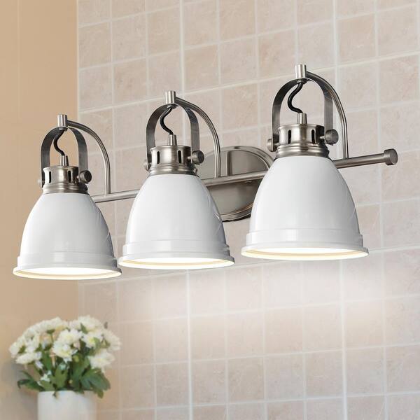 JONATHAN Y Phineas 25.5 in. 3-Light Farmhouse Bohemian Iron LED Vanity Light, White/Nickel
