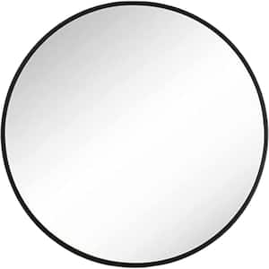 28 in. W x 28 in. H Round Metal Framed Black Mirror, Elegant and Durable for Wall, Bathroom, Bedroom, Vanity and Hallway
