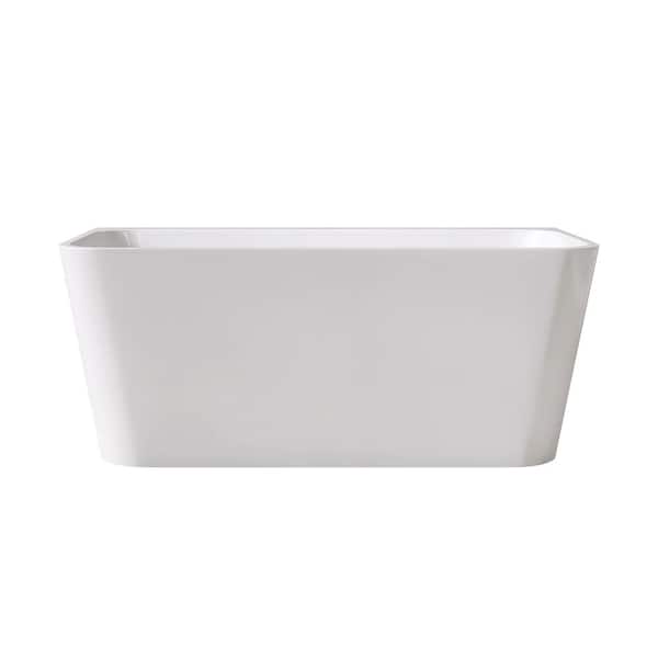 55.12 in. x 29.53 in. Acrylic Freestanding Soaking Bathtub with Non-Slip Bottom in Gloss White