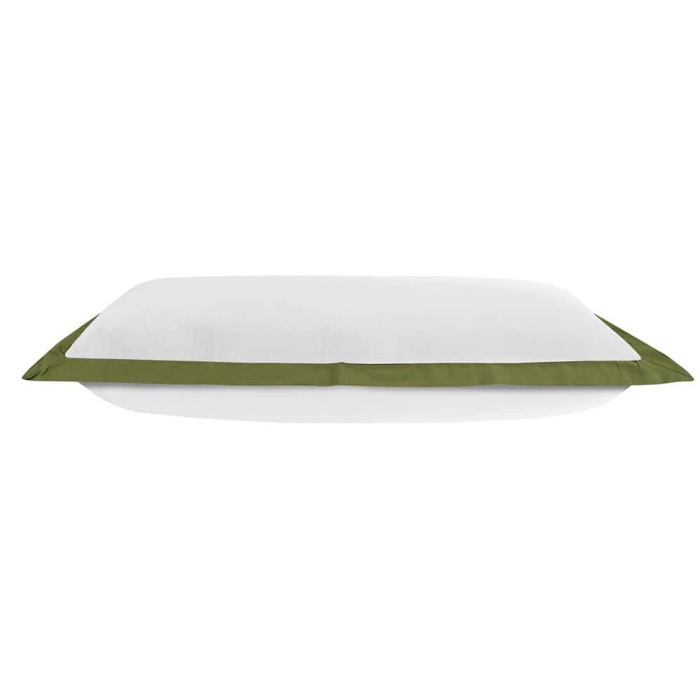 White and Green Cotton Rectangular Throw Pillow, 14" x 36"